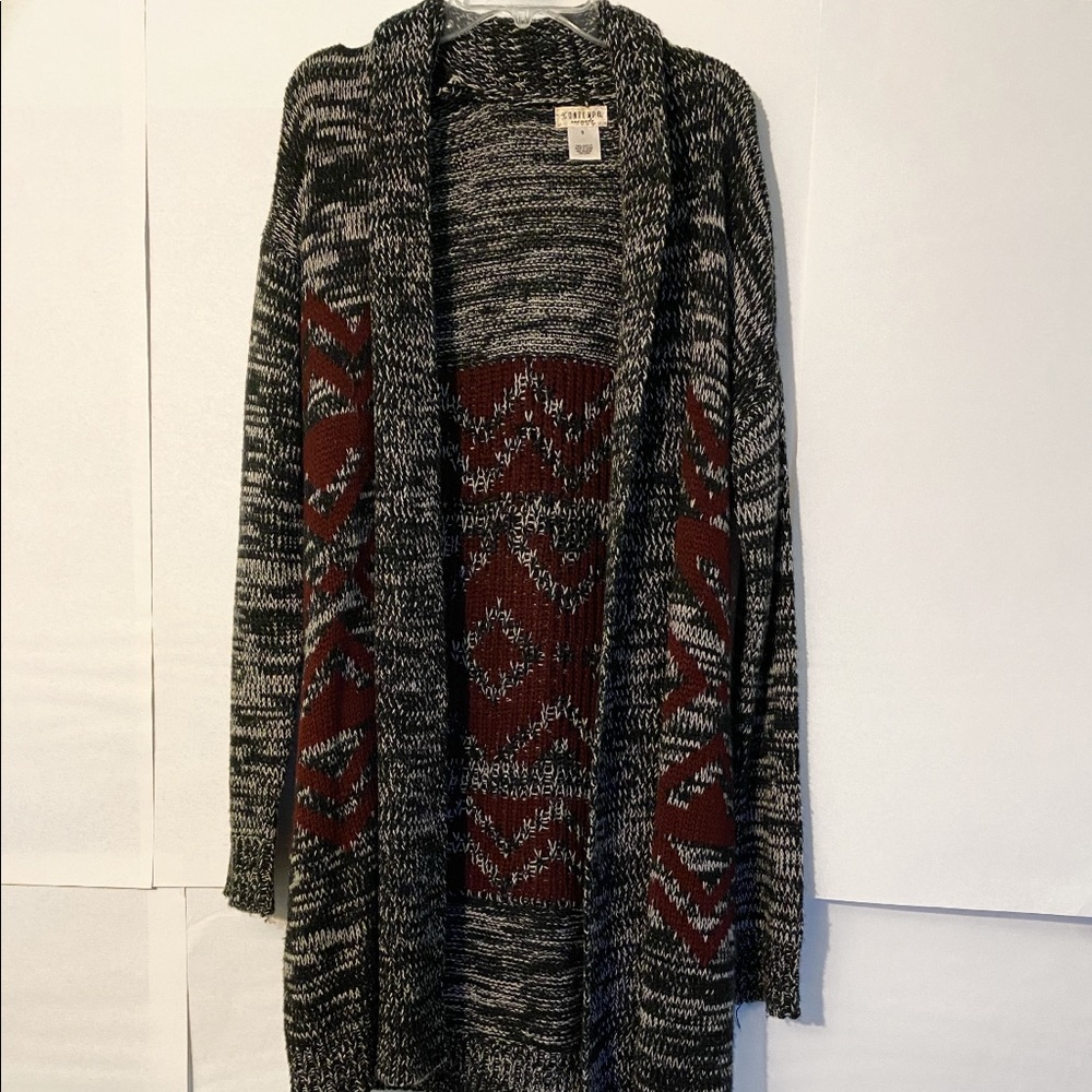 Contempo casuals Gray long sleeve tribal cardigan